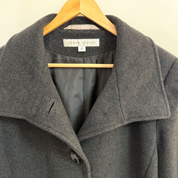 Larry Levine Dark Charcoal,Wool & Cashmere Blend Coat - Size 12 - Picture 7 of 11